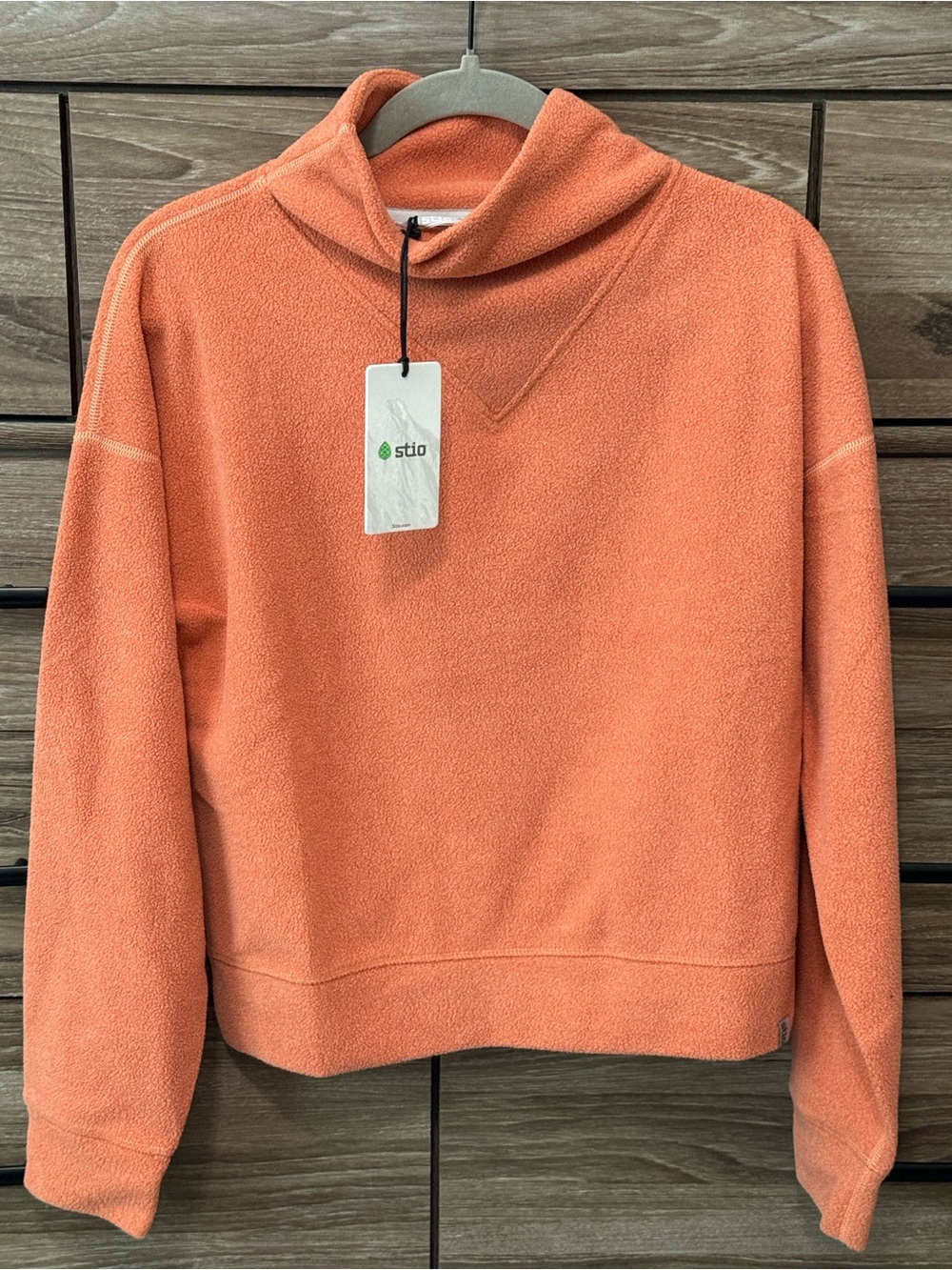 New Stio Turpin Fleece Mockneck Size Medium Cedar Blush Heather Orange
